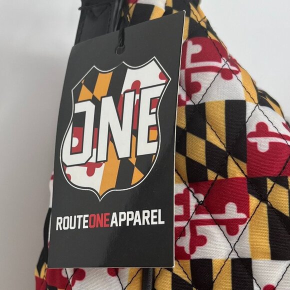 Route One Apparel Maryland Flag Inspired Shoulder Bag Red Yellow Quilted Pockets - Picture 10 of 16